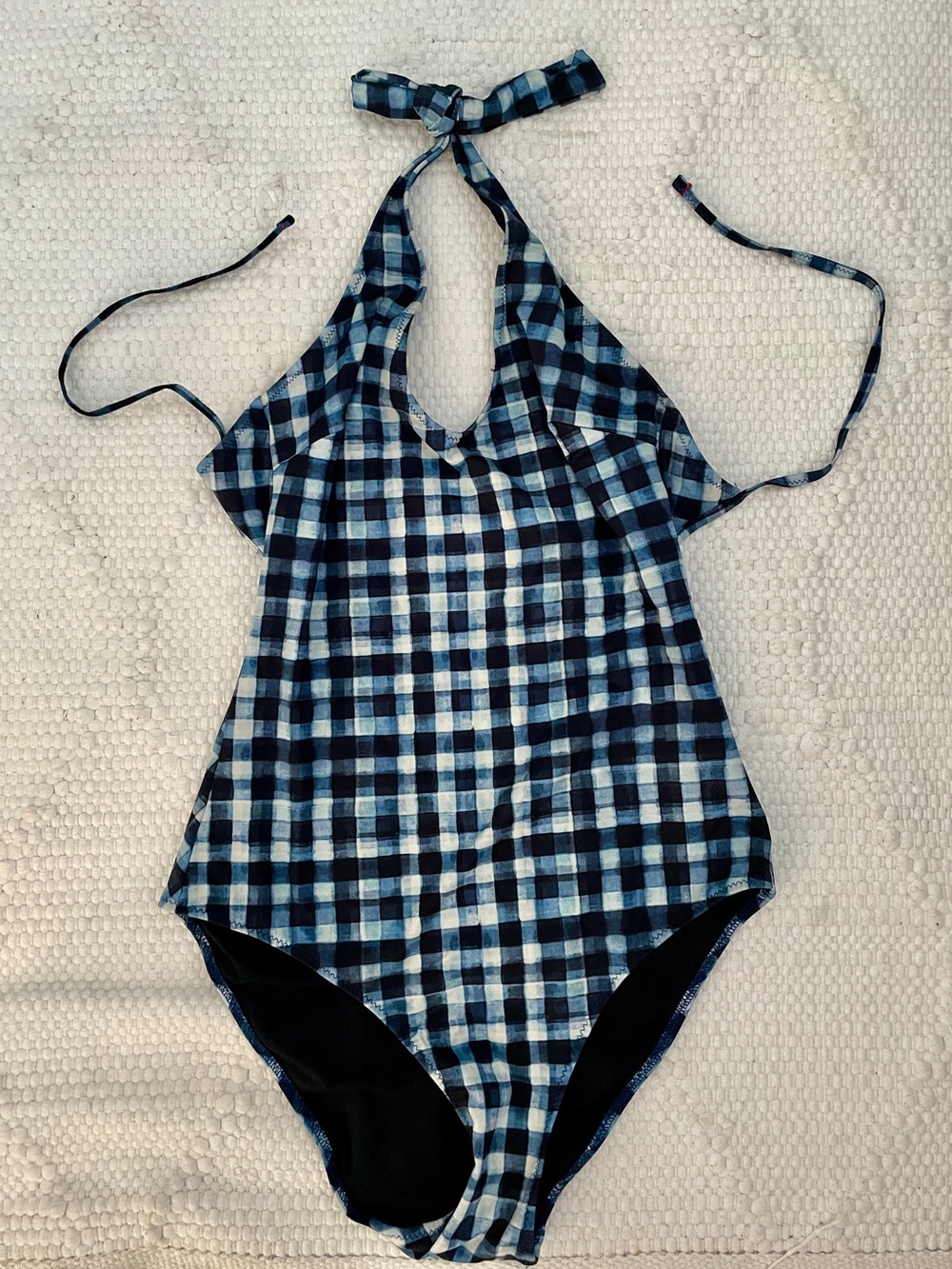Paul Smith Blue Check Halter One-Piece Swimsuit